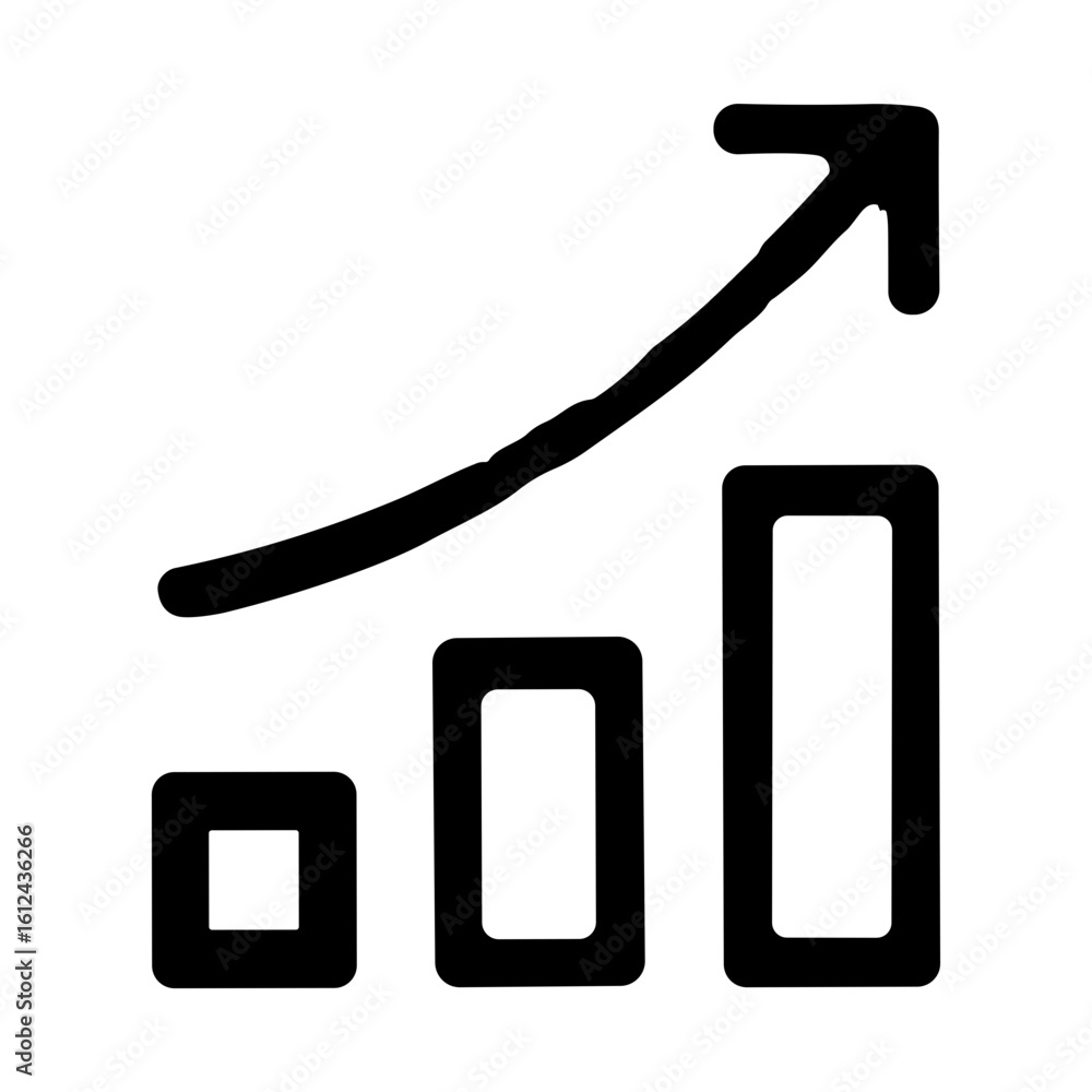 Poster simple handdrawn bar graph with arrow upward finance icon
