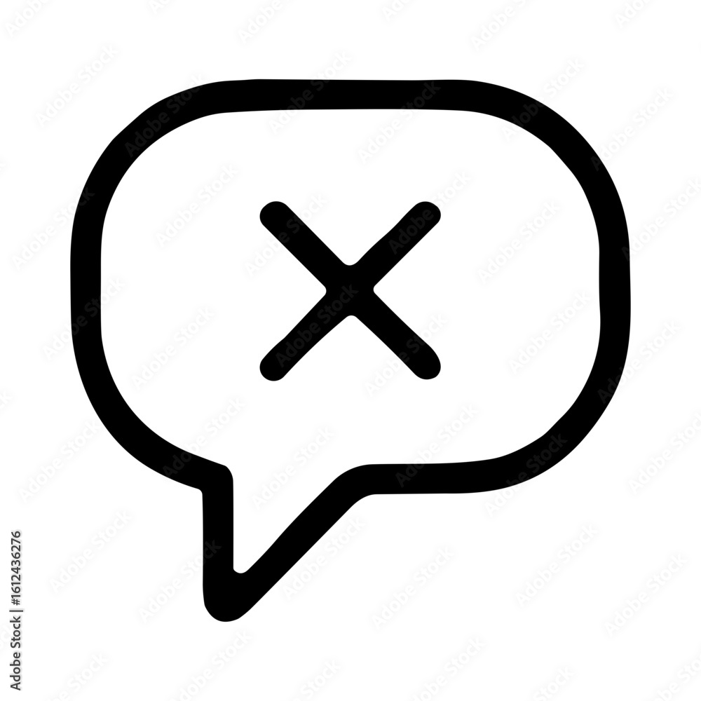 Poster simple line style error message bubble shape icon illustration
