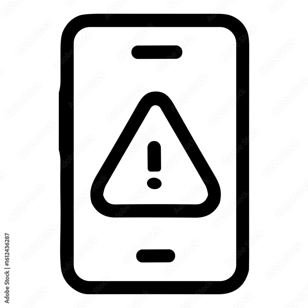 Poster outline simple error sign on smartphone screen device icon