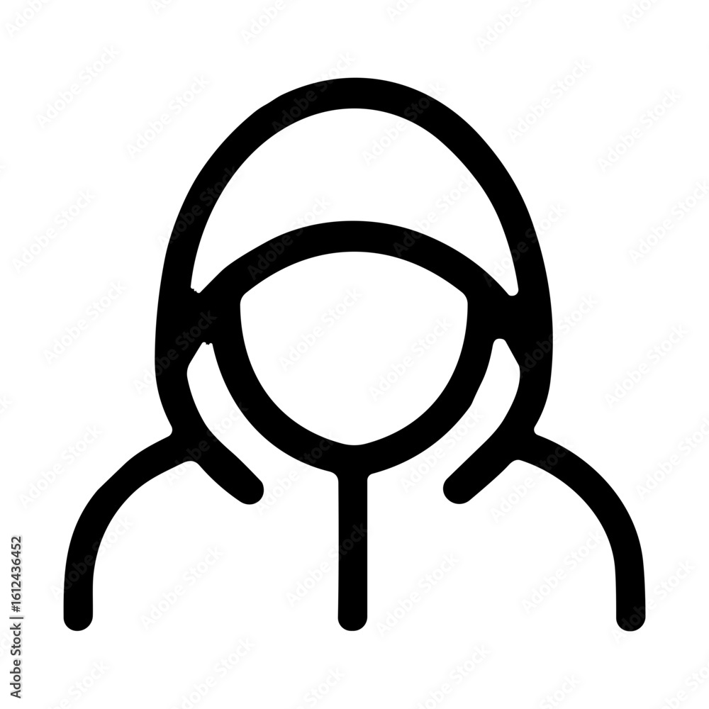 Poster minimalist outline hooded figure person symbol user interface element