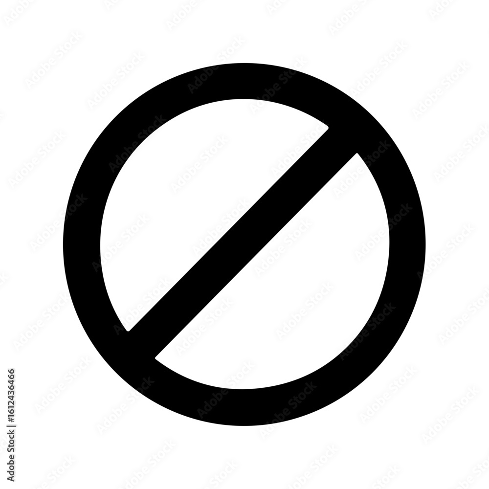 Poster simple outline circle prohibition sign shape icon element isolated