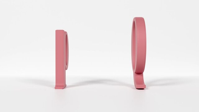 Educational flash card 3D coral‑red letter Q capital and lowercase spinning in 4K loop for immersive alphabet learning

