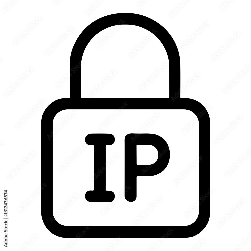 Poster minimalist line ip address padlock security data protection icon