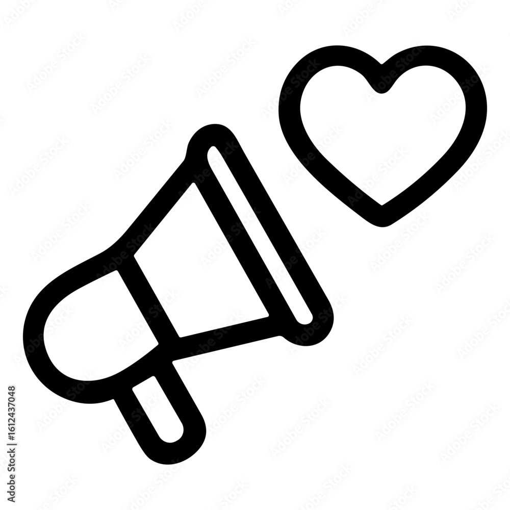 Poster simple outline megaphone with heart shape campaign element icon design