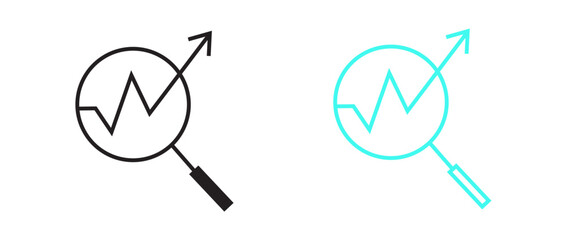Business Analytics Icon – Magnifying Glass with Growth Arrow Vector