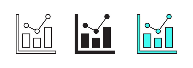Downward Trend Bar Chart with Line Graph Icon - Declining Performance & Statistics