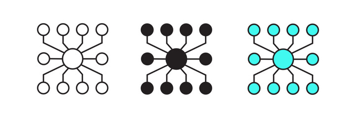 Central Node with Branching Connections Icon - Network & Distribution