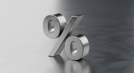 Shiny Metallic Percentage Symbol on a Dark and Light Background Texture