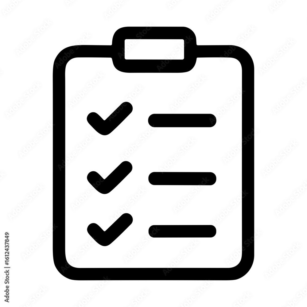 Poster simple outline checklist with checkmarks list on clipboard illustration icon