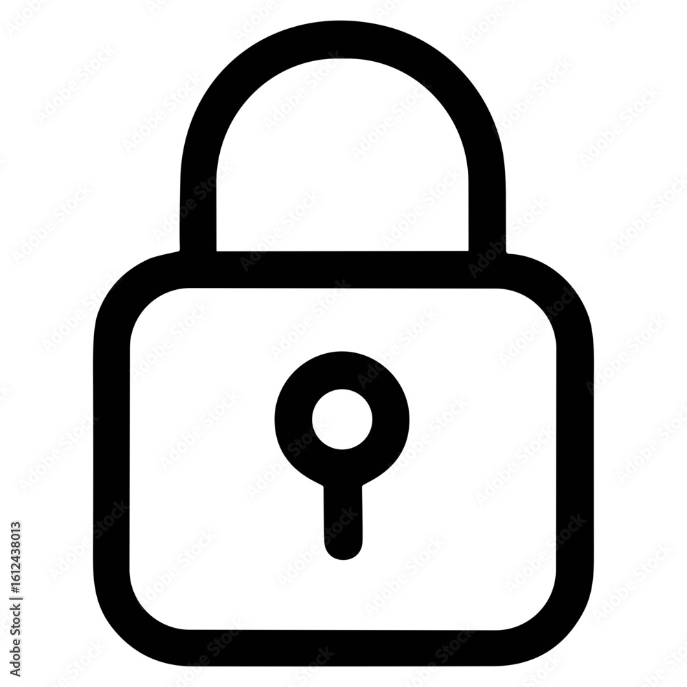 Poster simple outline rounded square padlock security system safety icon