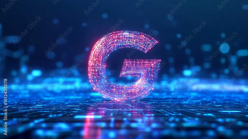 Poster a blue and orange symbol with the letter s on it. the image is of a computer screen with a blue and 