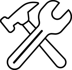 Service Icon. Two Versions.System icon solid and outline.Under Construction Silhouette icon