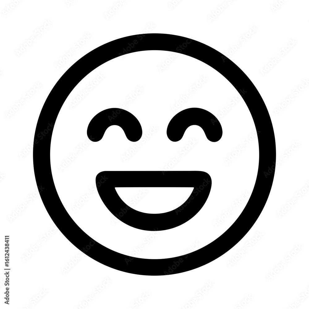 Poster simple outline smiling face emoticon expression shape sign icon design
