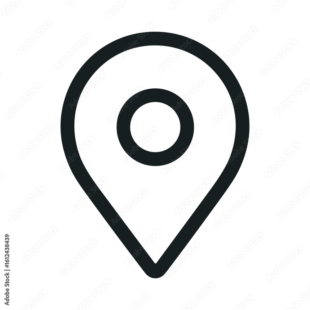 Poster simple line art location pin pointer symbol sign icon graphic element