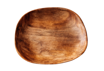 Empty wooden bowl, top view