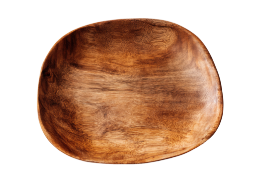 Empty wooden bowl, top view