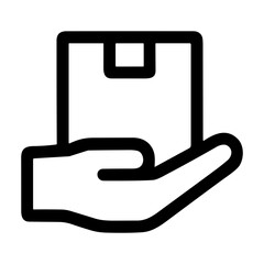 Fototapeta premium Outline Simple Hand Offering Box in Hand Gesture Icon