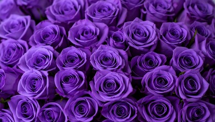 Close-up of many purple roses