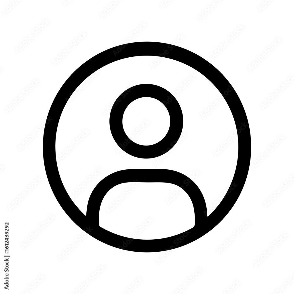 Poster minimalist outline user person avatar in circle shape for profile icon