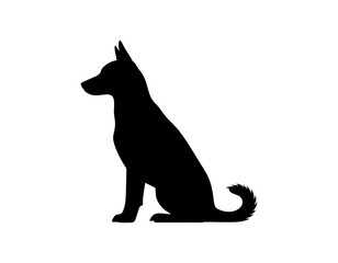 Silhouette of a dog in sitting pose, minimal single color vector