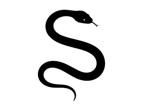 Silhouette of a snake coiled in an S shape, minimal vector look