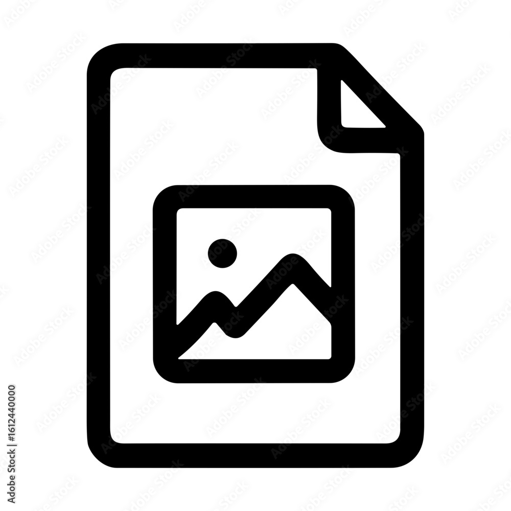 Poster simple outline file with image placeholder document icon graphic