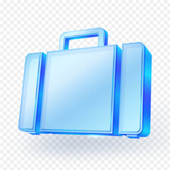 Transparent 3D briefcase icon in glass style, ideal for business, finance, or office related applications and UI, UX design. Vector illustration.