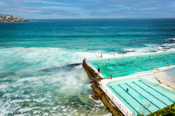 Public pool at Bondi Beach. It is a popular beach located 7 km east of the Sydney central business...