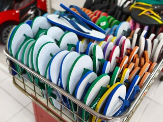 Flipflops Display Colorful Assortment of Sandals for Sale