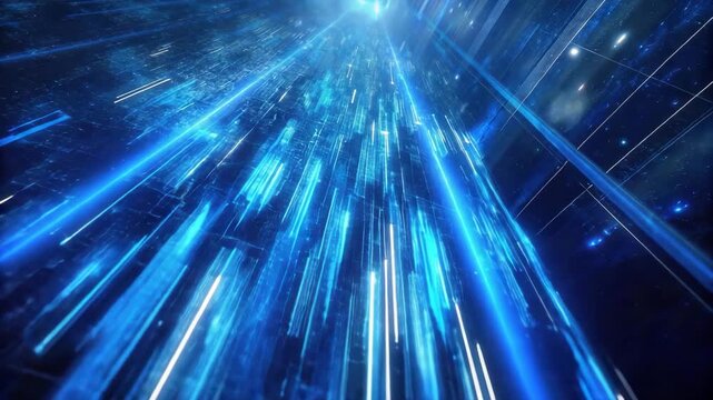 Blue abstract technology background futuristic digital data stream animation loop