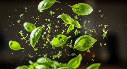 Fresh herbs in motion