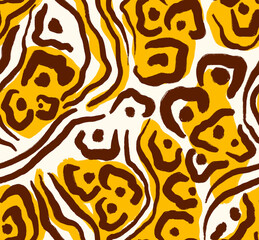 Leopard and zebra pattern design, illustration background. Yellow and white color.