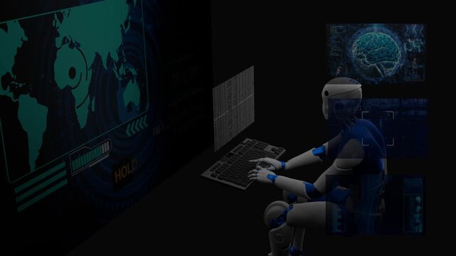 Artificial Intelligence Bot type code data. Digital Surveillance