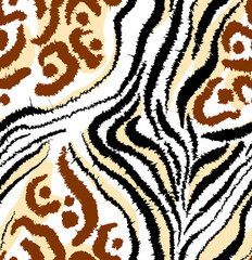 Leopard and zebra pattern design, illustration background. White background.
