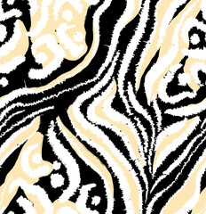 Leopard and zebra pattern design, illustration background. Black background.