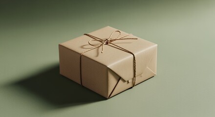 A simple, rustic gift is carefully wrapped in kraft paper and tied with twine, ready for giving.