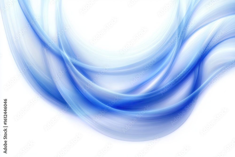 Aufkleber flowing smooth abstract blue and white lines creating a sense of movement and calmness on a white ba