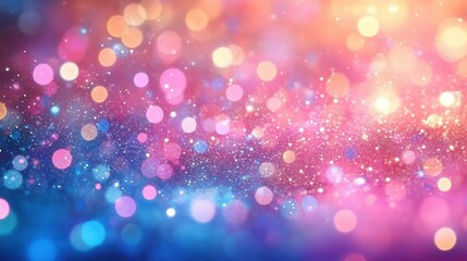 Colorful bokeh lights creating a dreamy and sparkling abstract background with pink, purple, blue, and golden hues