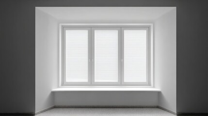 Obraz premium Minimalist white window frame with translucent panels filtering soft daylight. 