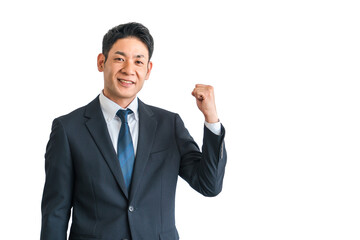 やる気に満ちたビジネスマン（ガッツポーズ・成功・笑顔・やる気）
