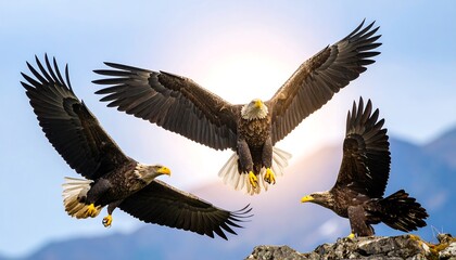 Bald eagles soaring