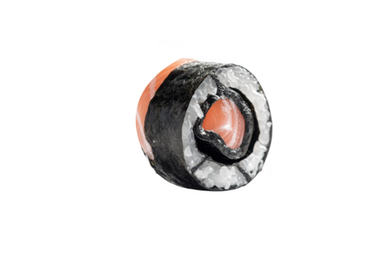 Delicious salmon sushi roll appetizer isolated on transparent background