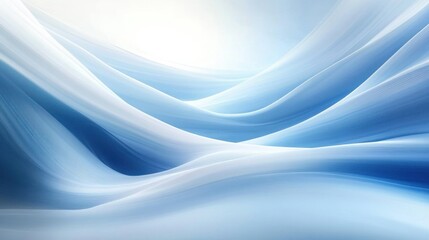 Fototapeta premium Smooth and flowing abstract waves in shades of blue and white creating a serene and calming visual effect resembling silky fabric or gentle water currents