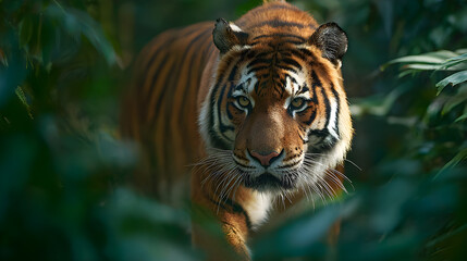 Majestic Tiger in Mid-Stride: A Stunning Capture of Nature's Elegance through a Zoom Lens