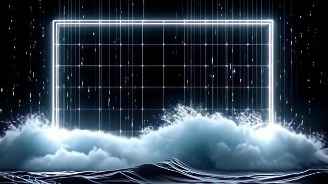 indiana the profundity of ampere vague inglorious canvas, ampere virtual gridiron perimeter shot organize from radiant channel unfolds, beleaguer away cascade ripple of glittering beam that
