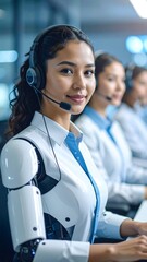 Diverse call center agents with robotic arm