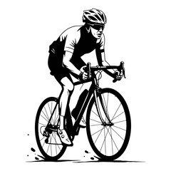 Naklejka premium Cyclist Riding a Road Bike Silhouette Vector Illustration