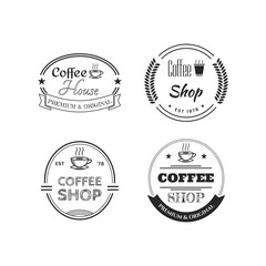 Collection of black vector designs coffee shop logos on a white background. Vintage logo for coffee shop