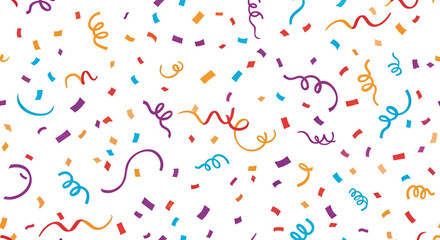 Festive vector illustration featuring a vibrant confetti background with colorful swirls, perfect for birthday celebrations and greeting card designs, adding a touch of joy.
