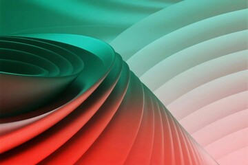 Abstract Ombre Waves in Red and Teal with Smooth Gradient Flow Background